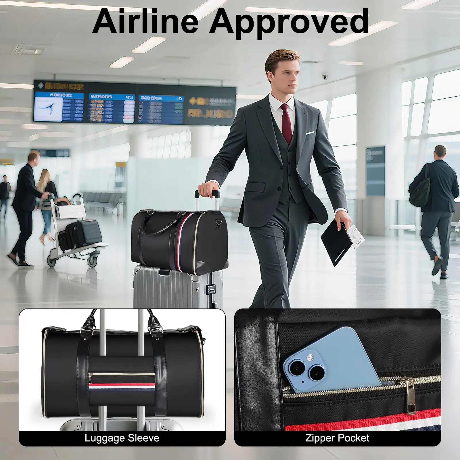 Geestock Convertible Duffle Garment Luggage Carry On Weekend Bag Travel Duffel Tote Bag Yoga Gym Bag for Business Trips Sport