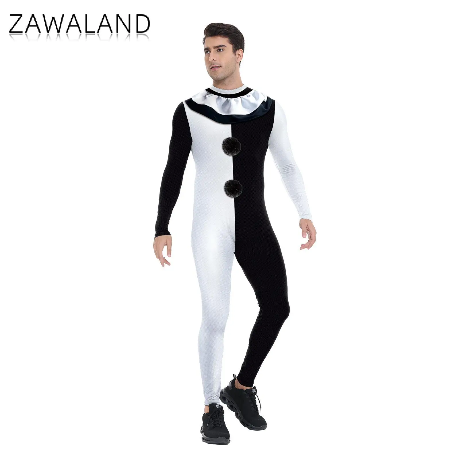 Zawaland Cosplay Clown Movie Scary Terrifier 3D Print Women Jumpsuits Halloween Dress Up Costume Unisex Zentai Bodysuit Clothing