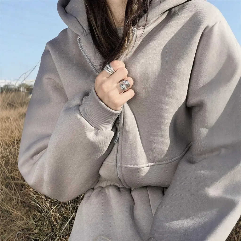

Women's Fashion Hooded Long Sleeve Sweater Suit Autumn Winter Sports Leisure Independent Station European American Style