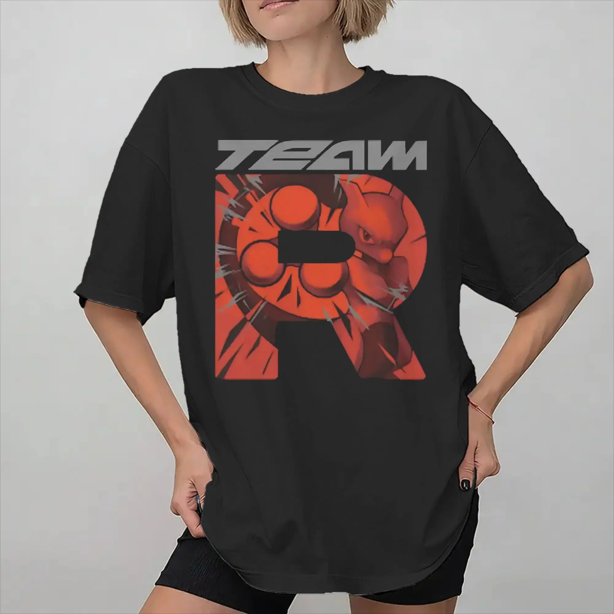 

All Seasons team rocket logo letter R POKEMONED T Shirt for Men Women Cotton T-shirts Short Sleeve Clothes