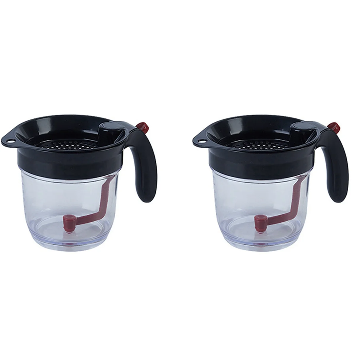 2X Kitchen Tool Fat Separator with Bottom Release Fat Separator with Strainer Soup Residue Oil Filter Separate