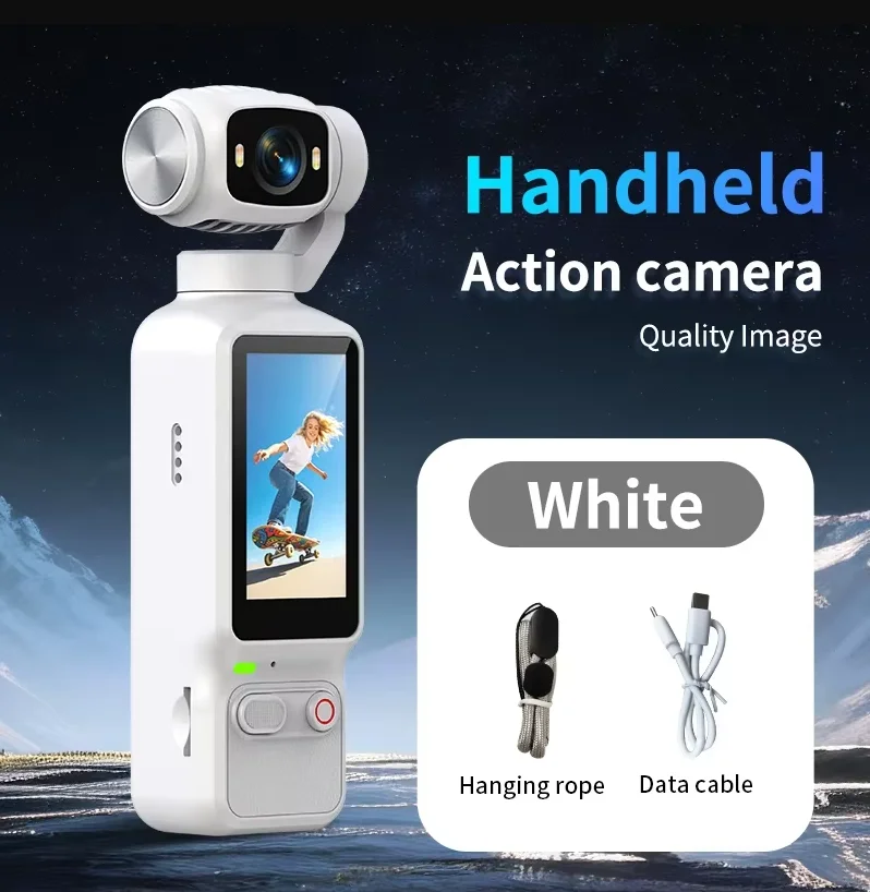 Lenovo HD 4K Actionkamera 180 ° Drehbare tragbare Action-Kamera für Videoaufnahmen, geeignet für Vlog, YouTube, TikTok, Mädchen, um das Leben aufzzeichnen.
