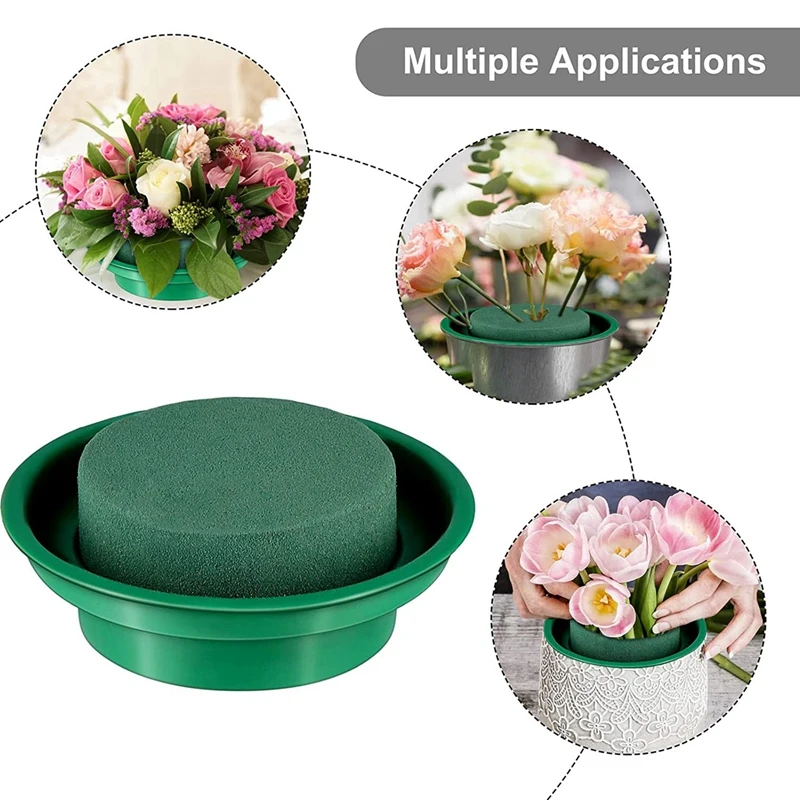 16 Pack Floral Foam Round Bowls DIY Flower Arrangement Kit Green Round Wet Floral Foam Blocks For Wedding Decor