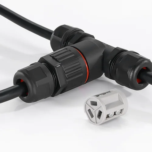 Conector de cable impermeable IP68, caja de conexiones en forma de T de 3 pines, conector de cable adecuado para rango de cables de 3,5-10 mm (CA 250 V, 16 A)