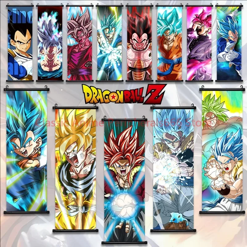 Dragon Ball Z Room Decor Poster Hot Blooded Anime Decorative Paintings Saiyan Scroll Picture Gotenks Vegeta Cartoon Wall Art Bar