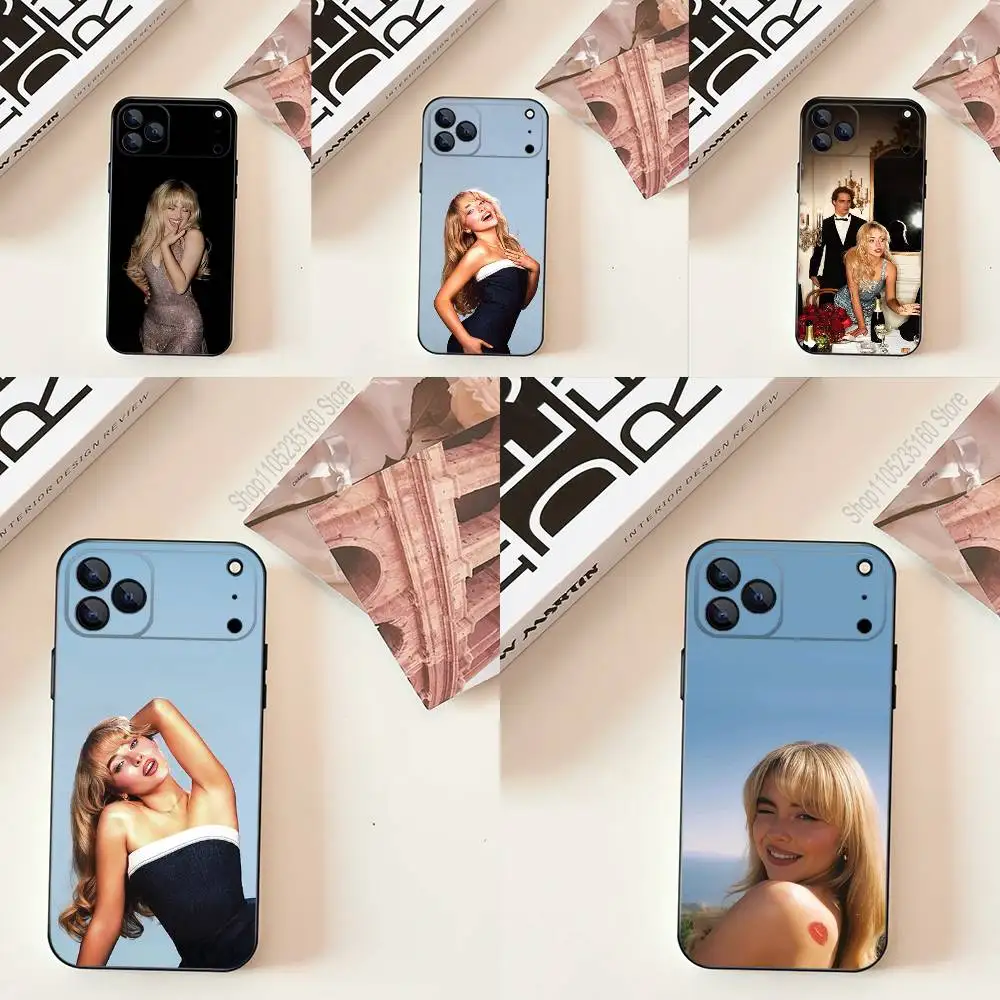 

COOL S-Sabrina C-Carpenter Phone Case For iPhone 11,12,13,14,15,16,17,Pro,Max,Plus,E,SE4,Air,Mini Black Soft Cover