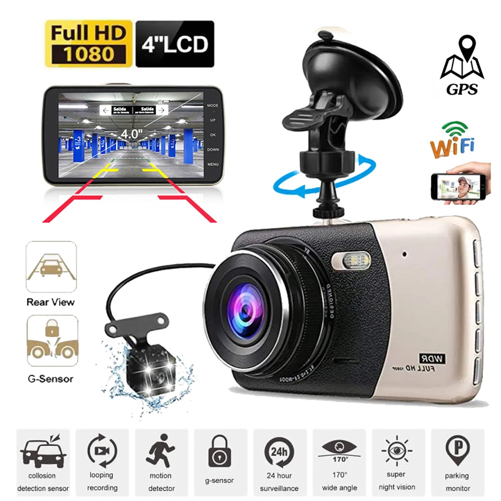 Car DVR WiFi GPS 1080P Dash Cam Rear View Car Camera Vehicle Video Recorder Auto Dashcam Car Accessories Night Vision Black Box