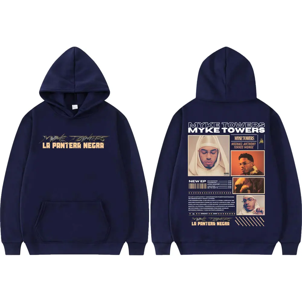Rapper Myke Towers LA PANTERA NEGRA Tour 2025 Hoodies Music Album Poster Graphic Sweatshirts Men Women Fashion Hip Hop Pullovers