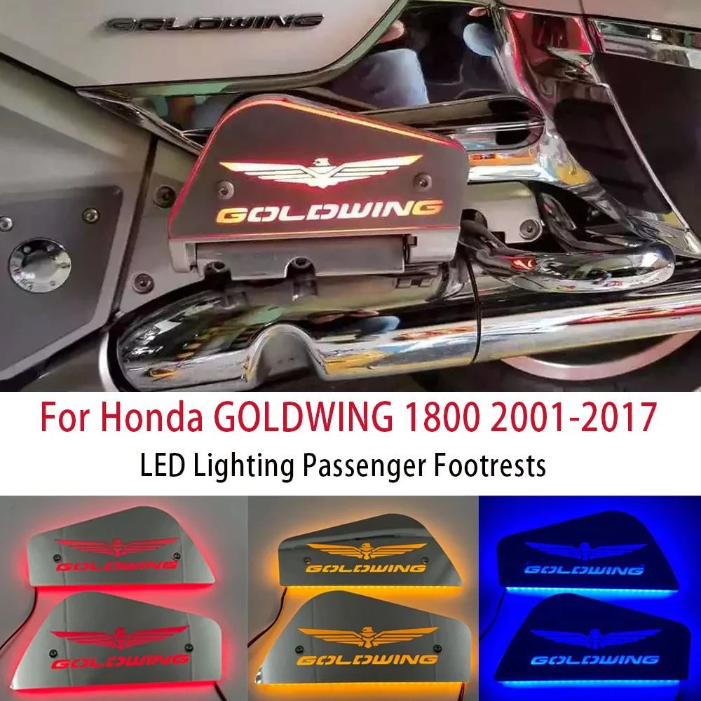 2001-2017 GL1800 LED الإضاءة الركاب مساند القدم دواسة Goldwing1800 اكسسوارات لهوندا الذهب wing1800 أغطية اللوح الأرضية