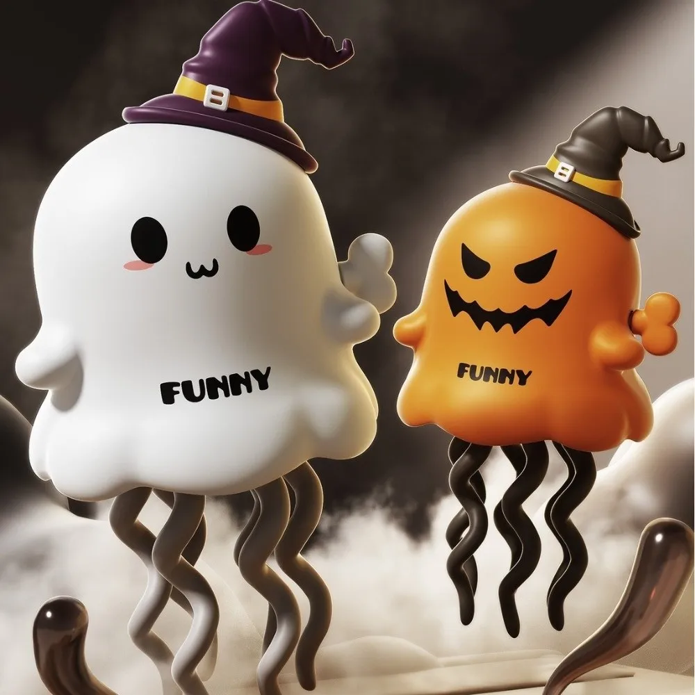 Muñeco de nieve, alce, baile, fantasma, calabaza, lindo movimiento retorcido, mecanismo de cuerda, baile de Halloween, ambiente festivo