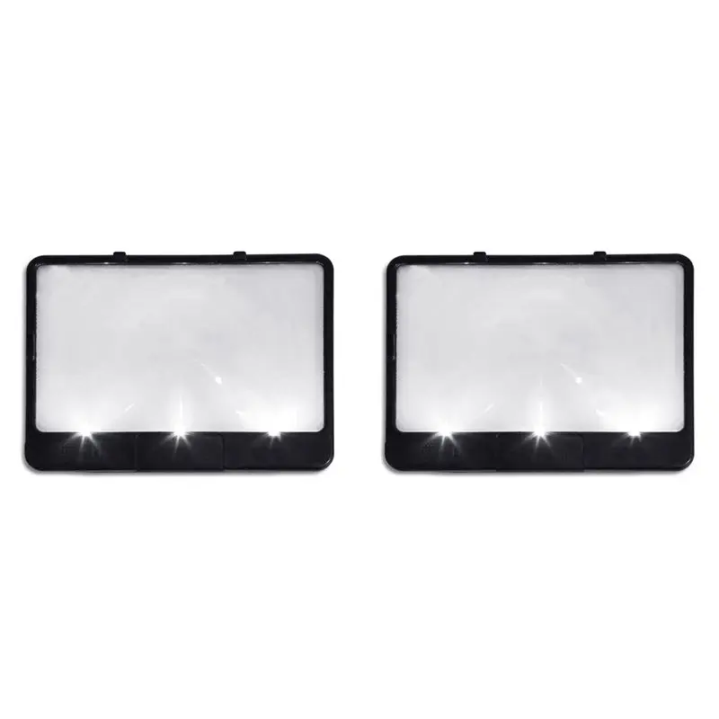 2X Candy AS-SEEN-On-TV Full Page Book Magnifier And Light To See Pages 3X Bigger, Optical Grade, Anti-Glare Black-AT30