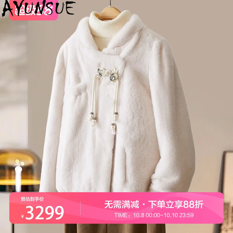 AYUNSUE 本物の毛皮のコート女性服天然女性ミンクレディースコート暖かい冬ジャケット 2025 新しいアウターウェア Шуба Женская