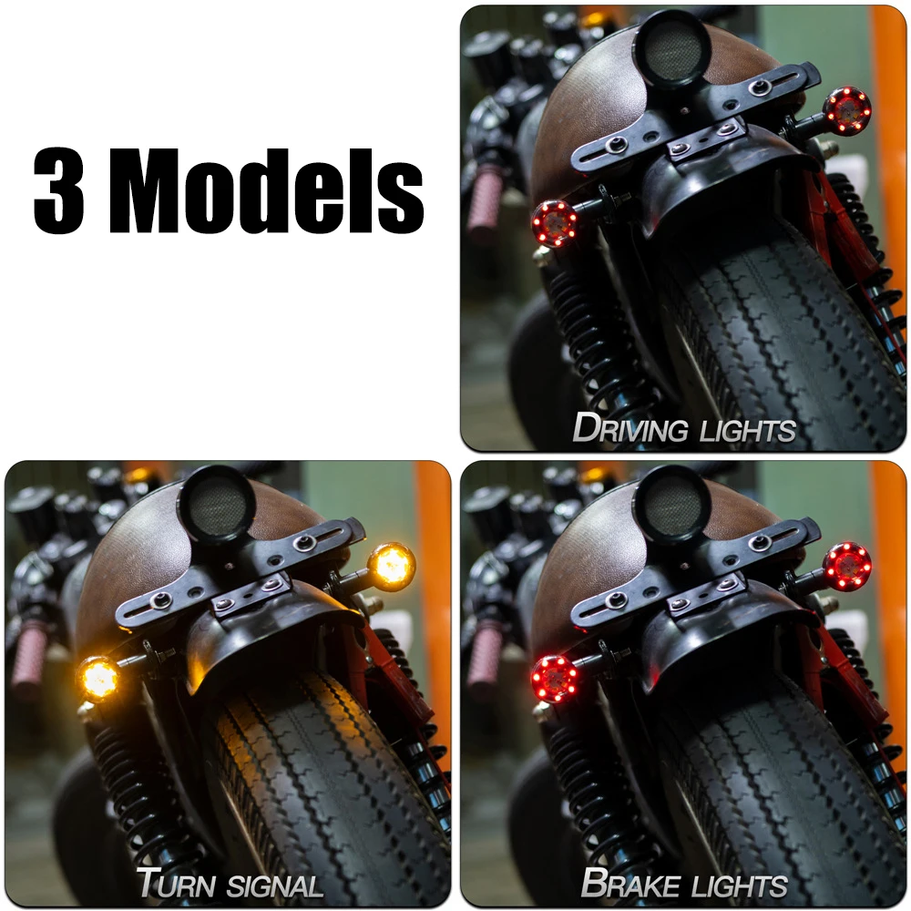 مصباح خلفي للدراجة النارية رصاصة ، مصباح تشغيل نهاري ليد ، مصباح دوار للدراجة النارية ، مصباح فرامل ، إكسسوارات تجديد تصميم الدراجات النارية البلاستيكية ، 2: 1 #5
