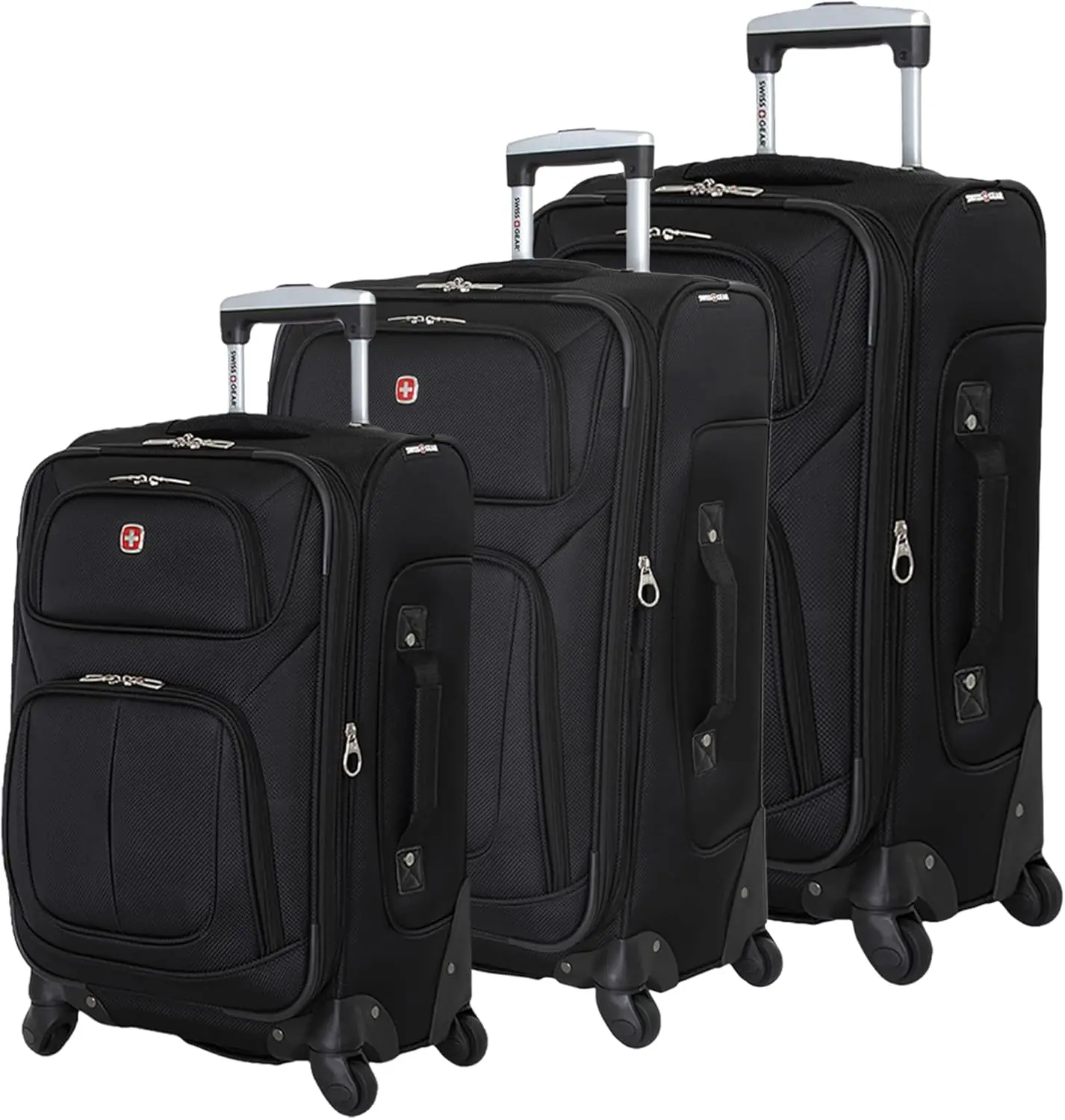 

Sion 3-Piece Expandable Luggage Set – 21' Carry-On, 25' & 29' Checked Suitcases, Black, 360° Wheels, Retractable Handles