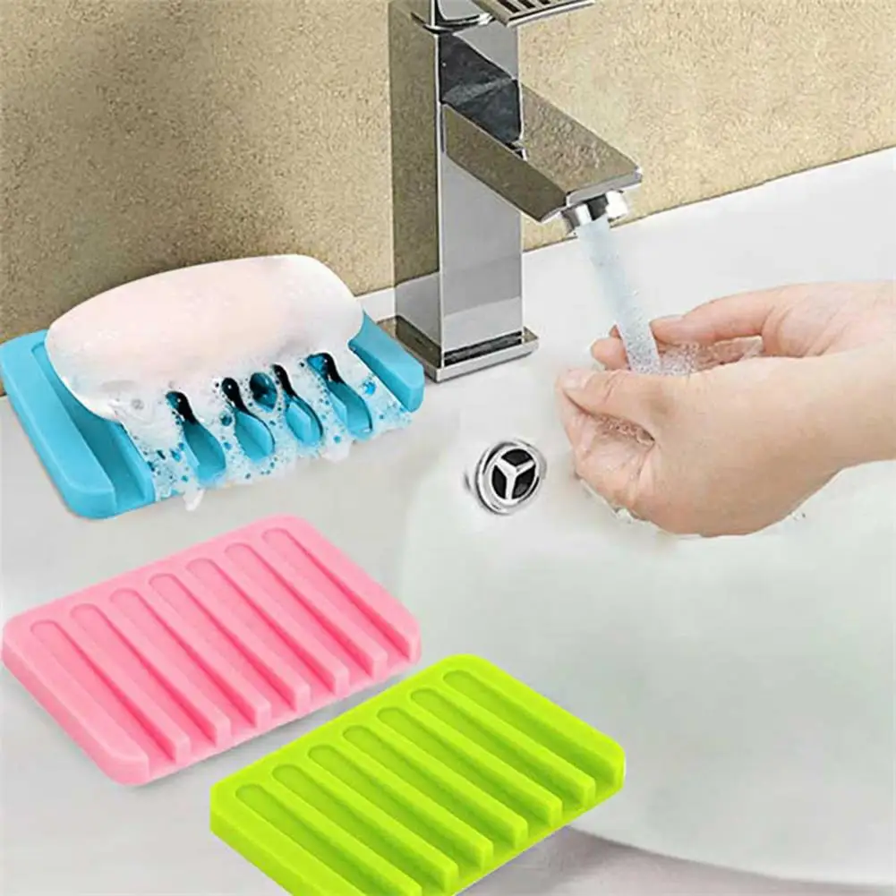 11.4*8cm Soap Holder Quick Self-draining Anti-skid Flexible Bathroom Soap Storage Tray Soap Organizer Home Hotel Kitchen Rack