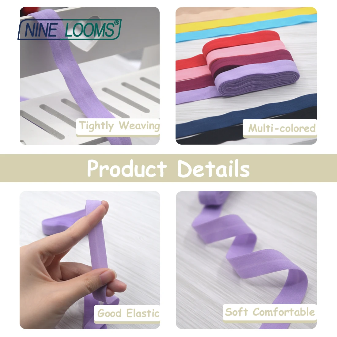 Neun Webstühle matt faltbar elastisch Feind 3/4 "20mm solide nicht glänzende Spandex Band Unterwäsche Dessous Näh besatz 50 Yard von Spule – Detail 29