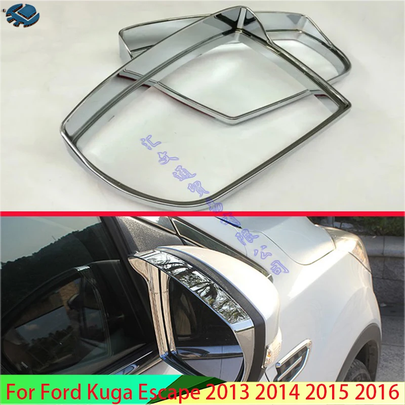 Para Ford Kuga Escape 2013 2014 2015 2016 ABS cromado espejo retrovisor pegatina lluvia ceja burlete Auto espejo protector contra la lluvia