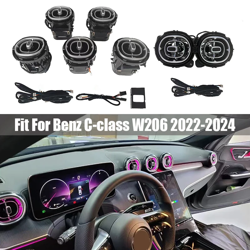 64 Color Colorful Luminous Front and Rear Air Vents Suitable for Mercedes Benz C-Class W206 2022-2024 Air Vents Ambient Light