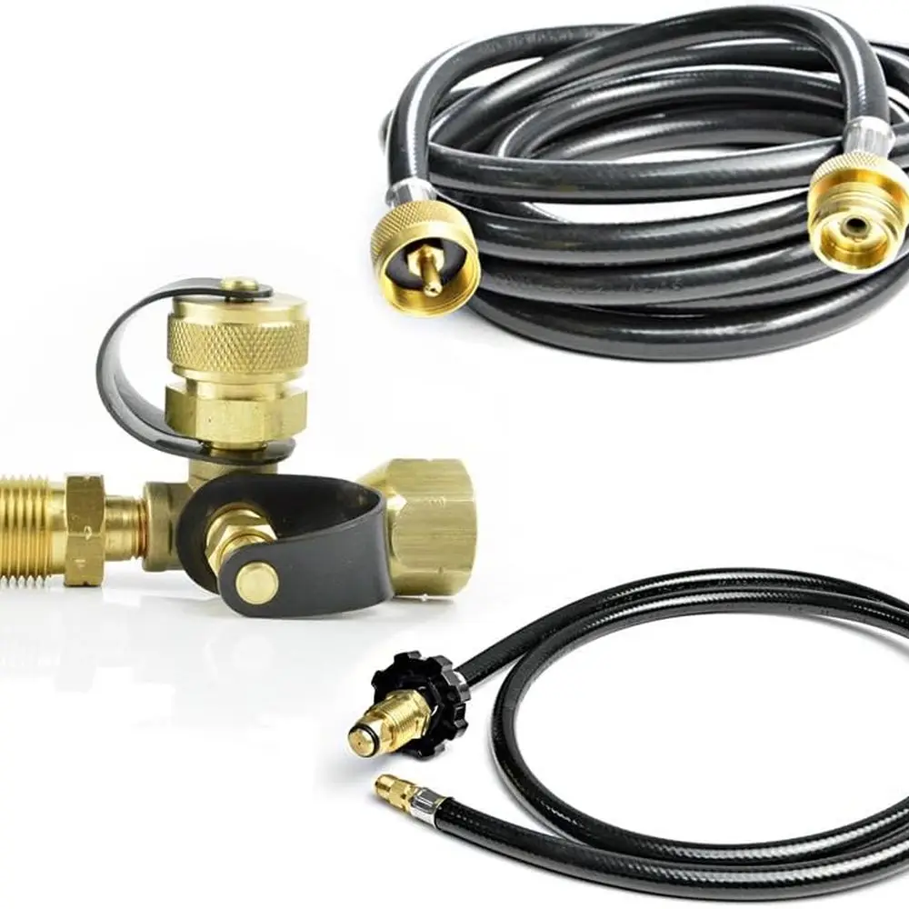 

Комплект 4-стороннего латунного пропанового тройника со шлангами длиной 5 футов и 12 футов для дополнительного цилиндра ConnectionHEALAND