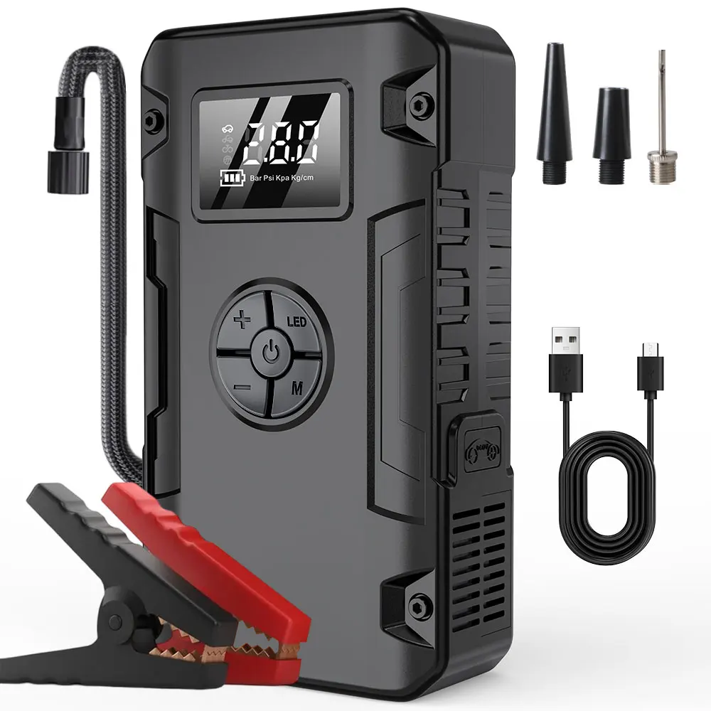 Аварийное зарядное устройство для активного отдыха, внешний аккумулятор, устройство автоматического запуска, аварийный запуск, автомобильный аккумулятор, стартер, автомобильный стартер, воздушный насос