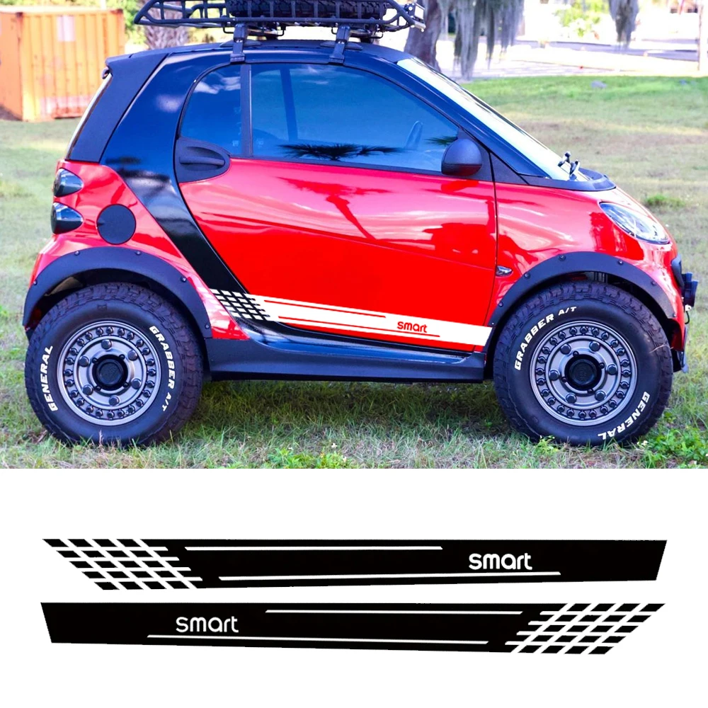 2 Stück für Smart Fortwo EQ Forfour 453 451 450 Auto-Tür-Seitenstreifen-Aufkleber im Rennstil Vinyl-Folienaufkleber Auto-Zubehör