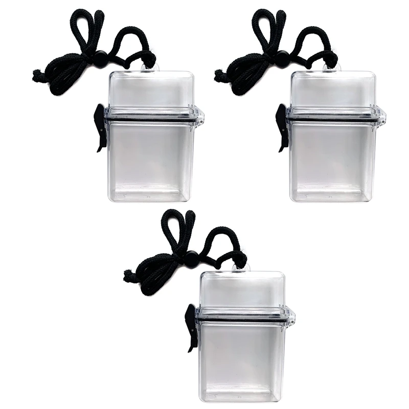 Waterproof Phone Case Card Holder Beach Jar Gift Rescue Square Storage Box With Hanging Loop And Rope