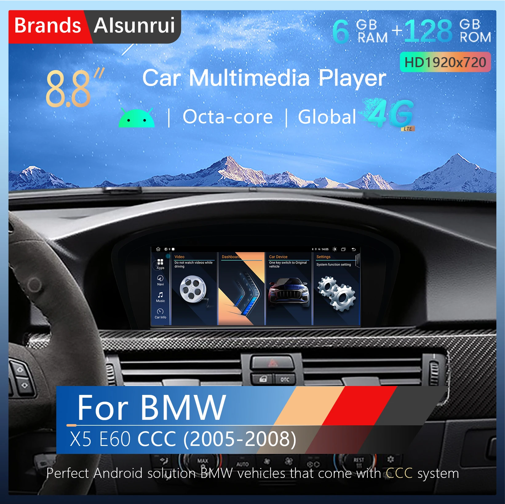 Android 14 Auto Multimedia Radio Player For BMW 3 Series E60 E61 E63 E64 CCC CIC 5 Series E90 E91 E92 E93 CarPlay Navigation