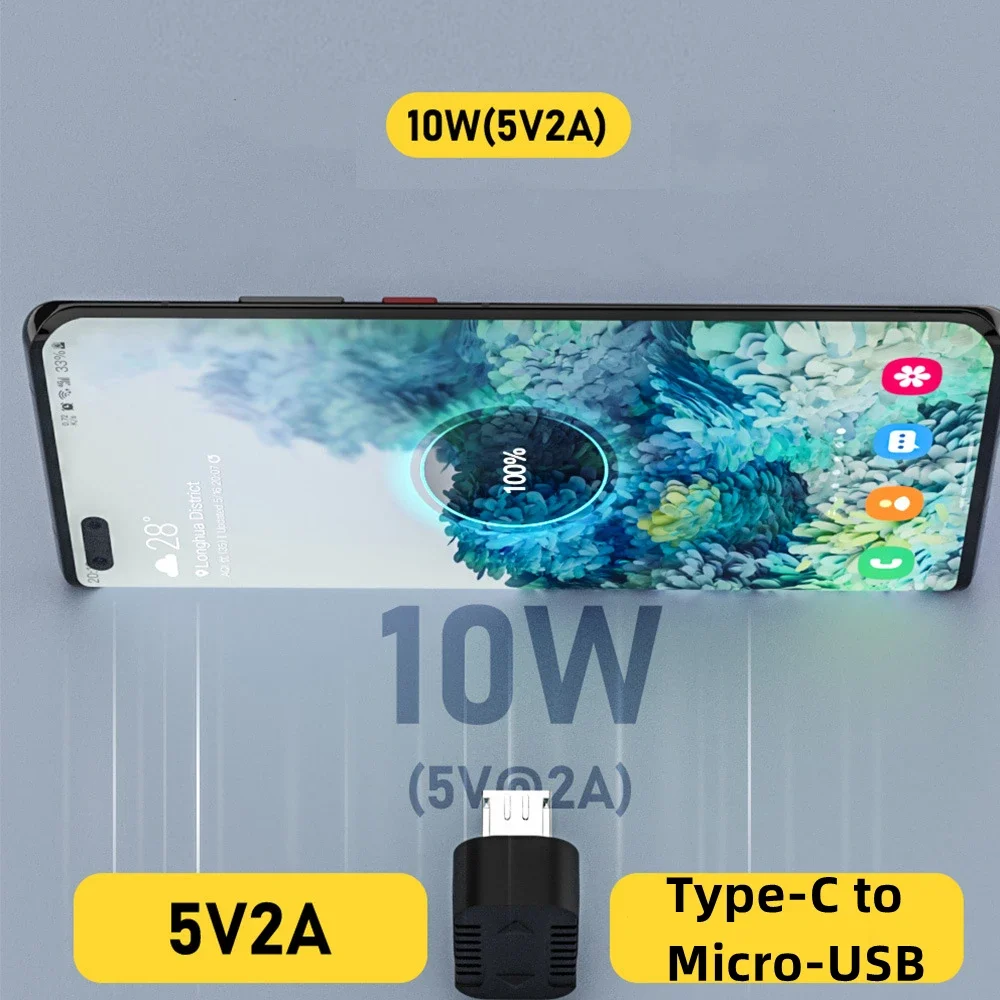 USB 2.0 typ-C żeński do Micro-USB męski 90 stopni w lewo/w prawo kształt U 5V 2A złącze ładowania dla telefon z systemem Android tabletów