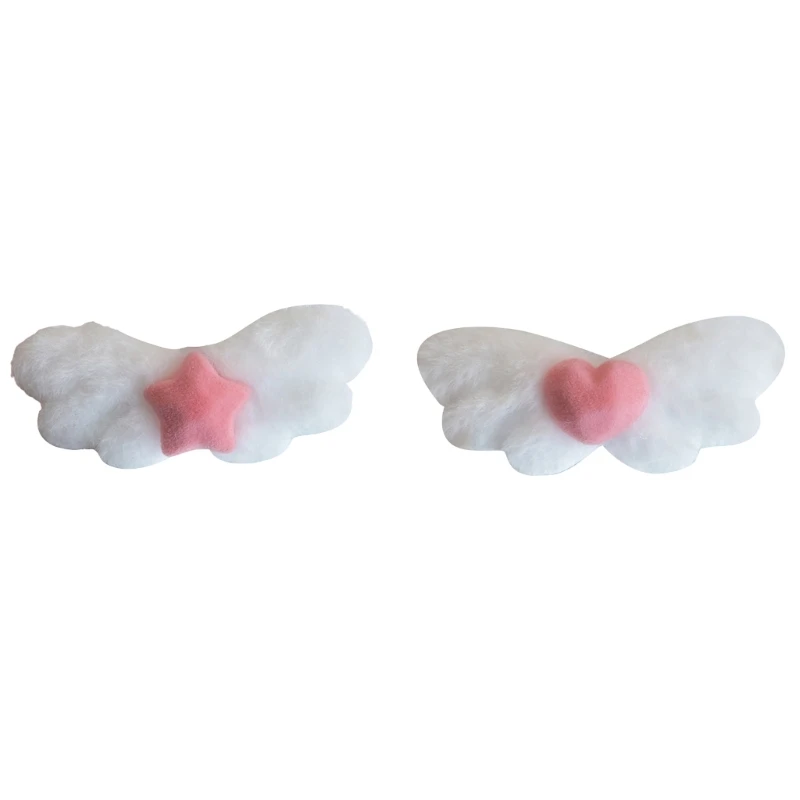 

N80C Plush Angel Wing Hair Clip for Girl Angel Wing Barrettes Plush Star Hairpin Heart Hair Barrettes Bangs Clip Side Clip