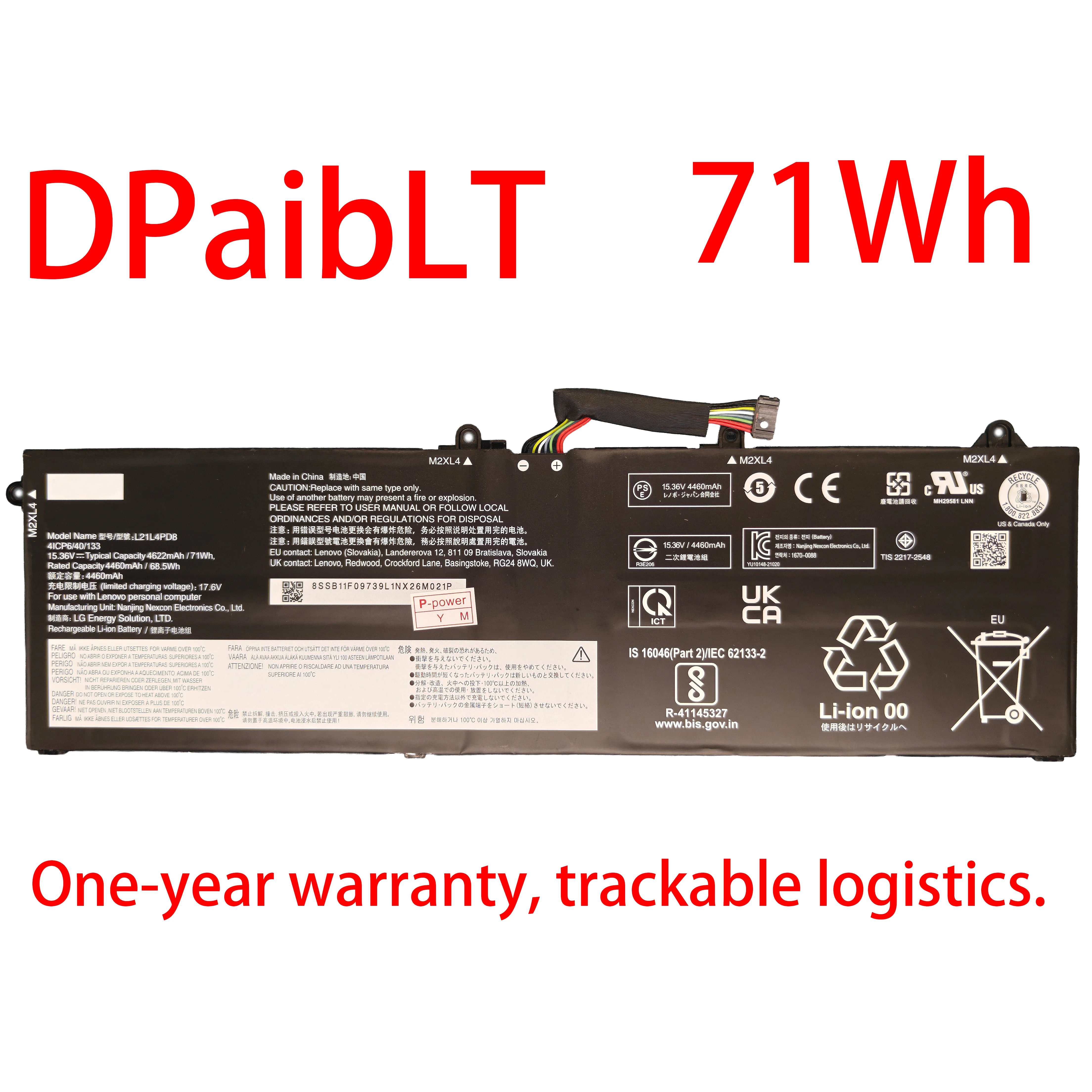 

DPaibLT NEW 15.36V 71WH L21L4PD8 L21M4PD8 L21C3PD7 L21M3PD7 LAPTOP BATTERY FOR Lenovo ThinkBook 16 G4+ IAP 21CY G4+ ARA 21D1