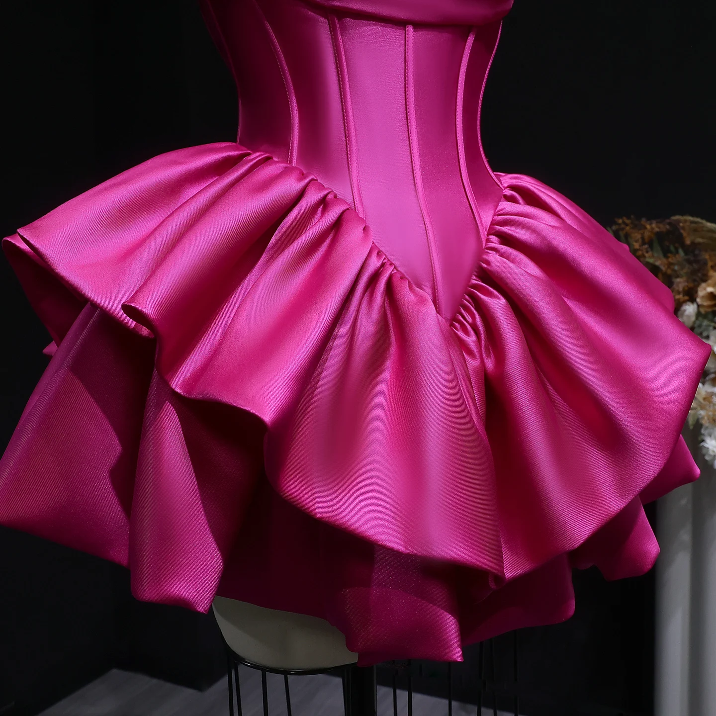 Sharon Said Fuchsia Sweetheart Homecoming Dress Corset Satin Tiered Ruffle Dubai Mini Cocktail Prom Party Gowns RM142 Customized – Detail 8