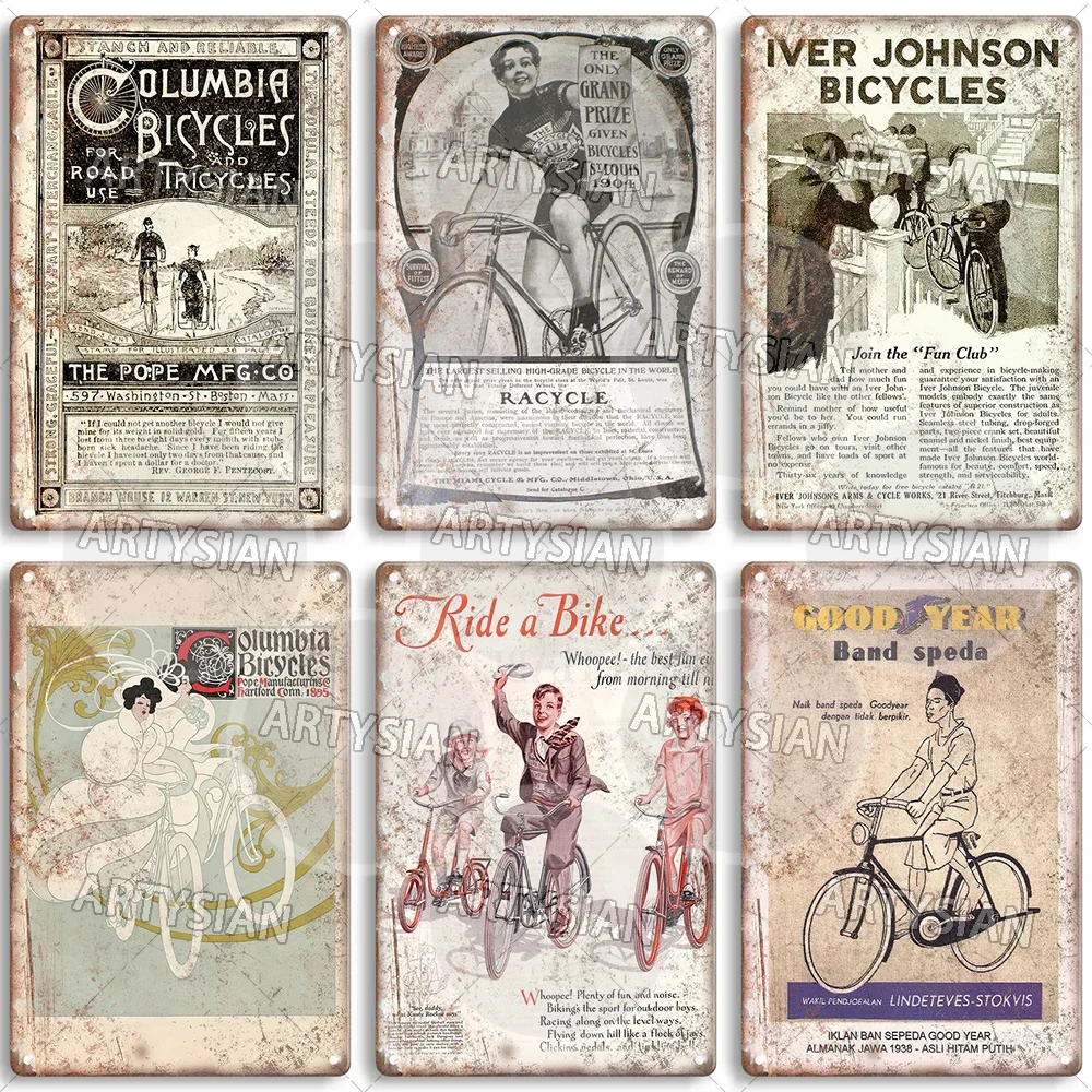 علامة معدنية للدراجات العتيقة ، إعلانات الدراجات ، لوحة ، ريفر جونسون ، ريمنجتون ، كولومبيا ، Racycle #2