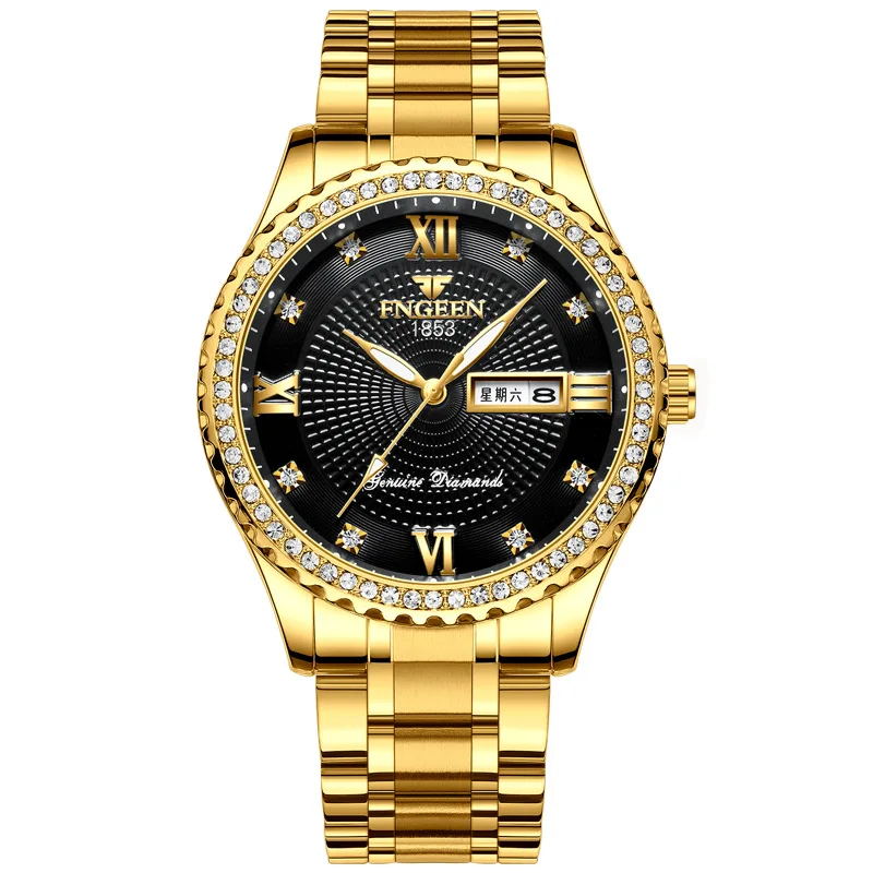 Men Watch Stainless Steel Band Luxury Quartz Wristwatches for Male Creative Design Golden Clock with Sport Male Wrist Watch