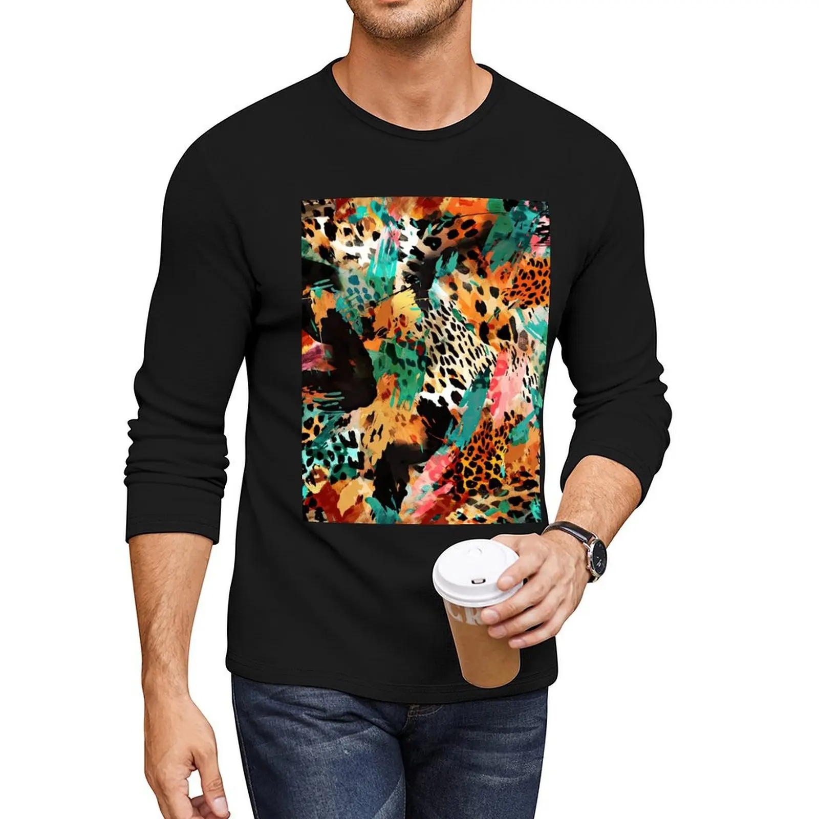 Wild Symphony - Teal Long T-Shirt graphics t shirt t shirt man custom t shirts custom shirts design your own men shirts