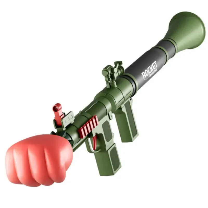 Plastic Fist Rocket Launcher Blaster Toy Soft Bullet RPG Toy Gun Long Range Shooting Toy For Kids Outdoor Games