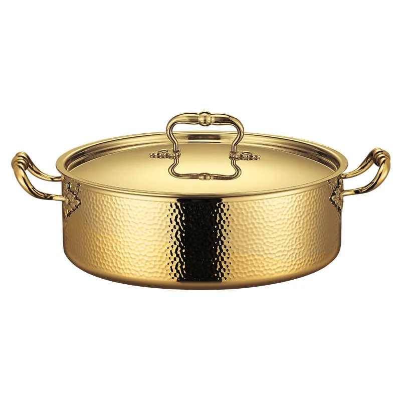 

DSA stainless steel thickened three-layer steel hammer pattern pot clear soup Yuanyang pot household gas stove induction cooker