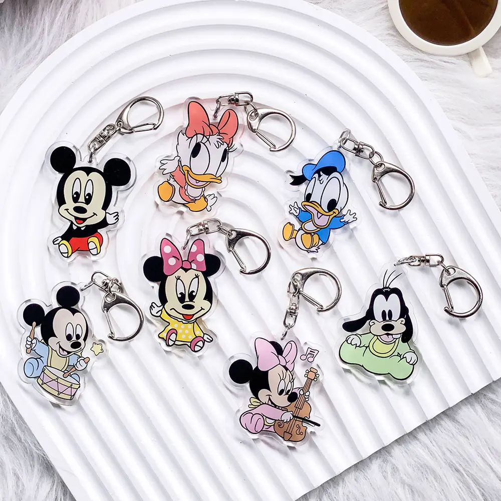

1/7 шт., акриловый автомобильный брелок с изображением Микки Мауса, забавная сумка, подвески, аксессуары, подвеска на рюкзак, держатель для ключей, подарки другу