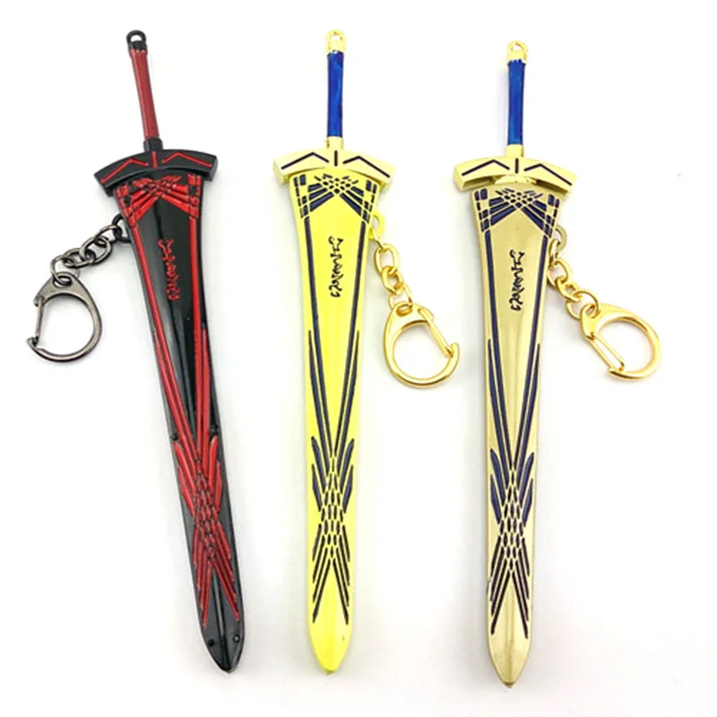 6 Types Anime Fate/stay Night Excalibur Sword Model Keychain High Quality All Metal Sword and Sheath Sets Artware Key Holder