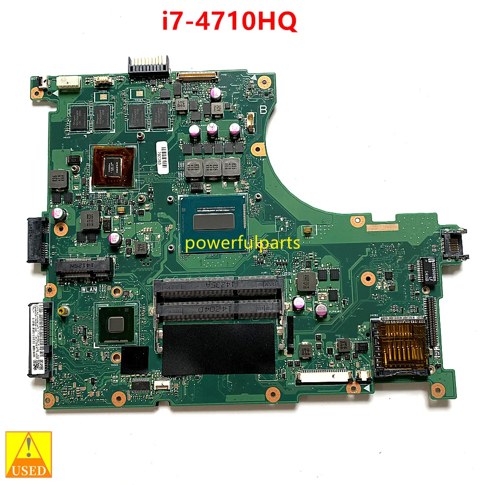 Working Good For Asus N56JN Laptop Motherboard Rev.2.0 i7-4710HQ Cpu +N15S-GT-S-A2 GPU 60NB04Z0 Tested Ok