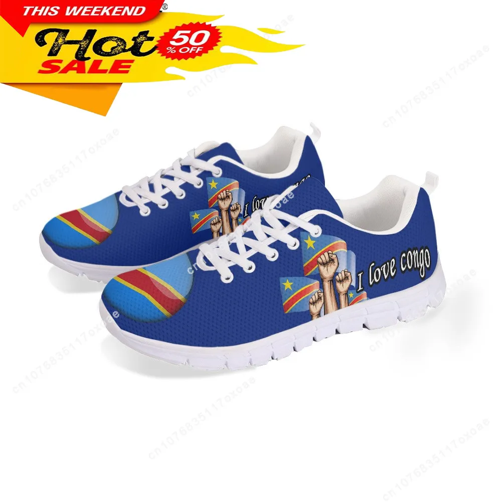 Shoes for Women Congo Flag Print Spring Summer Comfort Flats Shoes Women Sneakers Casual Zapatillas Chaussure Femme