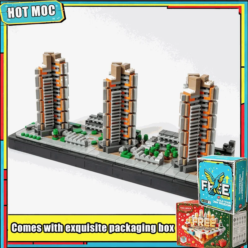 1410PCS Modern City Riverside High Rise Apartment Tower MOC Model Building Blocks Custom Puzzle DIY Assembly Display Toy Gifts