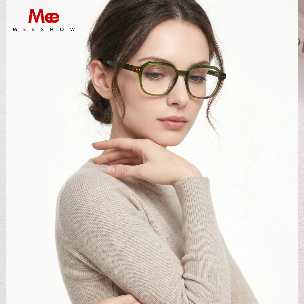 Meeshow Retro Round Blue Light Blocking Reading Glasses Men Women Optical Prescription Myopia Hyperopia Progressive Lens Office