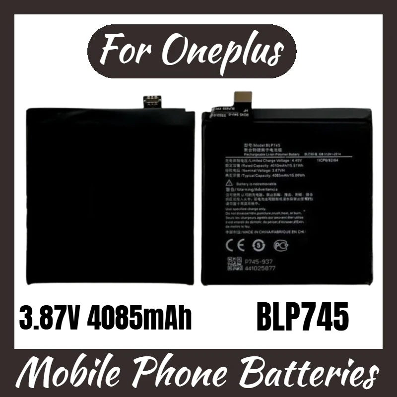 

BLP745 Аккумулятор 3,87 В 4085 мАч для Oneplus 7T Pro Сменный аккумулятор для мобильного телефона Совершенно новый аккумулятор высокого качества