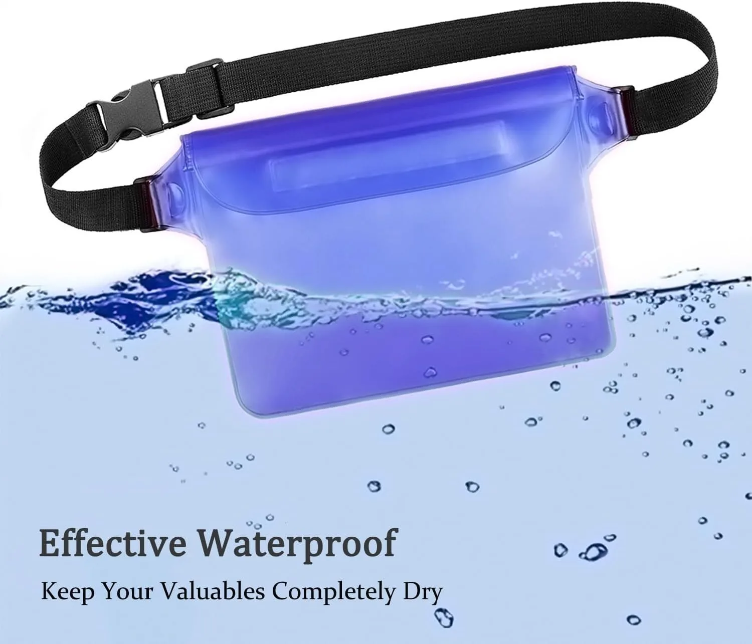 

PVC waterproof bag with adjustable waistband | screen touch sensitive dry bag to keep phones and valuables dry, perfect for swim