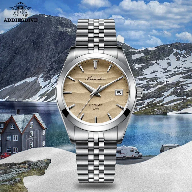 ADDIESDIVE NEW AD2059 Desert Dial NH35A Automatic Watch Classic100M Dive Mens Mechanical Watches Wristwatch 39mm Relojes Hombres