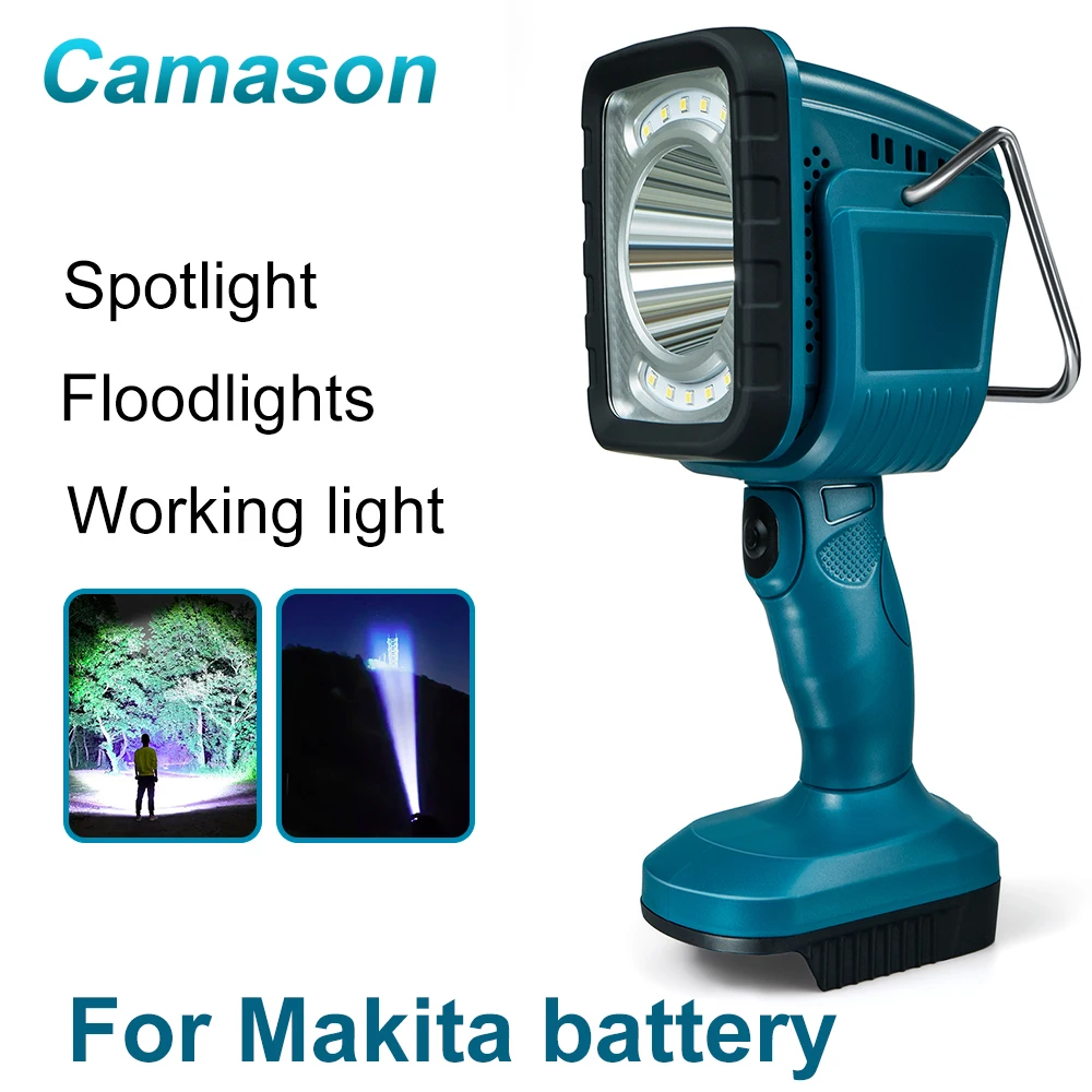 Lampe de poche LED portable pour batterie Makita, budgétaire extérieur, lampe de travail, budgétaire de camping, lampe SOS, prise externe BL1830, 14