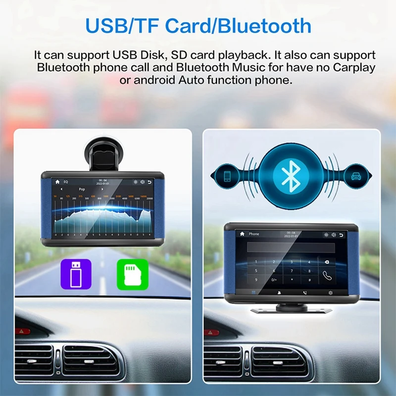 Z0C-h7Inch Schermo di navigazione touch capacitivo per auto CarPlay wireless e lettore portatile per auto Android con AHD