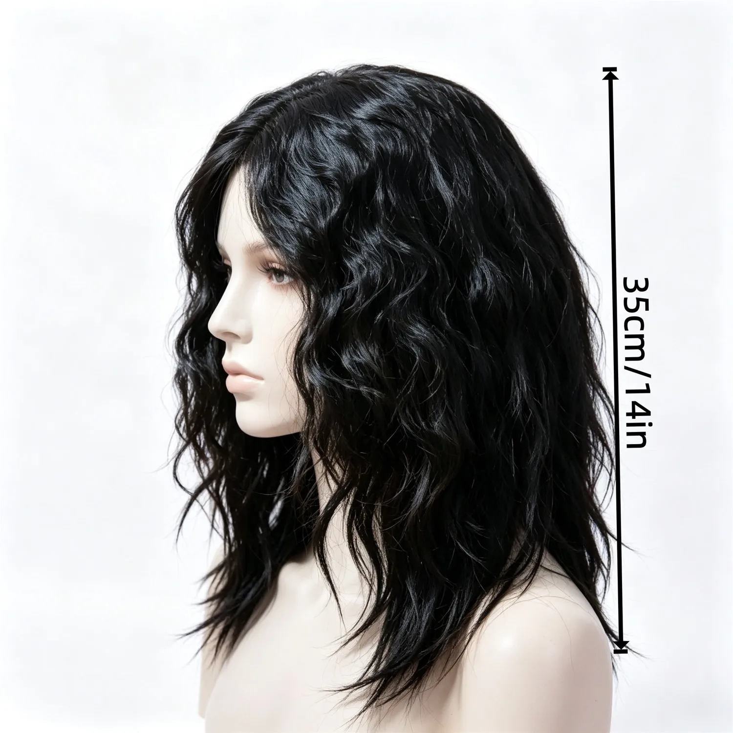 Body Wave Wig 14 Inch 1B Natural Black For Women Heat Resistant Synthetic Wig