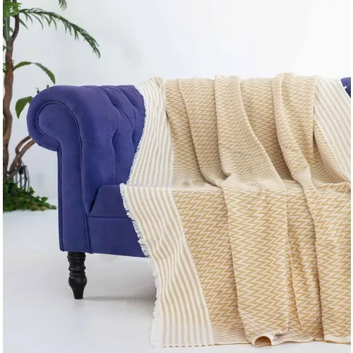 N & Time memories Natural Woven Cotton Decorative Seat Cover Mustard Color 170 X210 cm