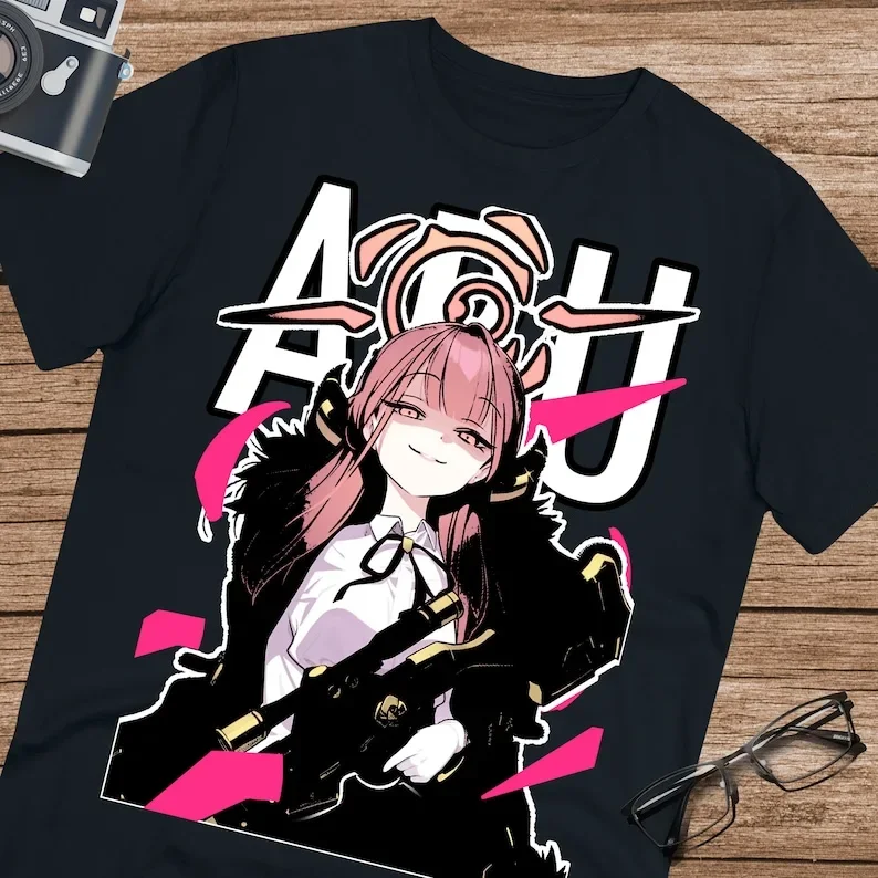 Aru-T-shirt unisexe en coton ultra, chemise d'archive bleue, fan de Rikuhachima